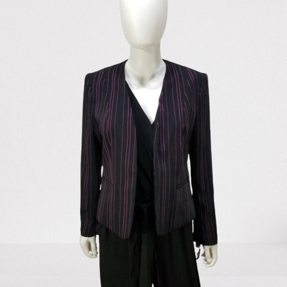 Bar III Women's Business Black w/ Pink Stripes Suit Jacket, Size Medium, New